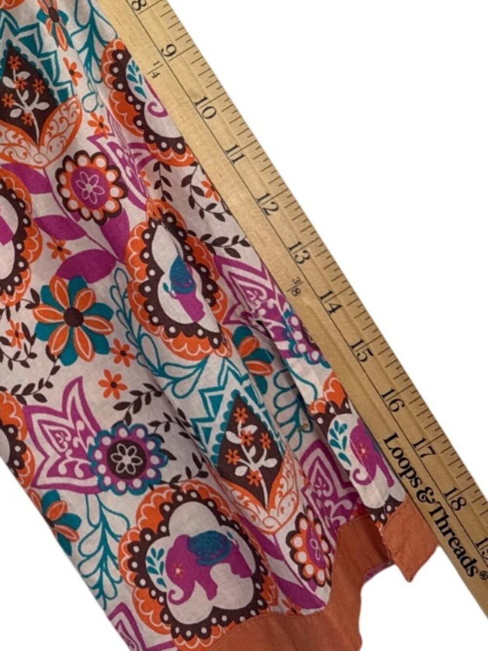 Women’s Boho Floral Medallion Tunic Top Beaded V Neck 3/4 Sleeve Resort Festival - Picture 10 of 12